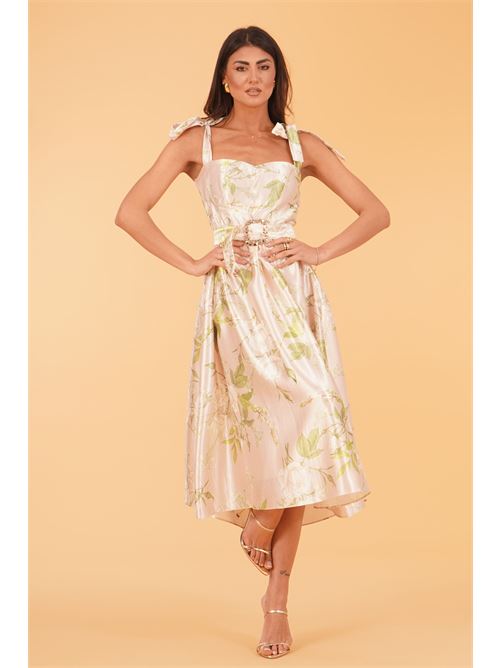 Abito in raso fantasia twins fantasy | T4854BEIGE